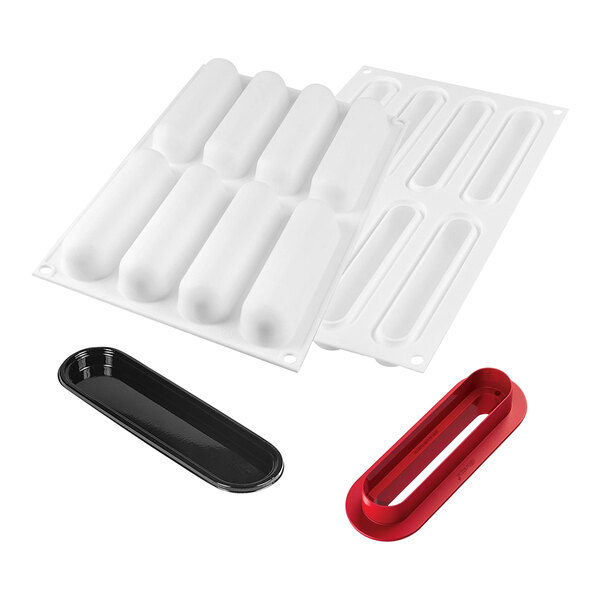 A white plastic tray with 8 long oval cavities.
