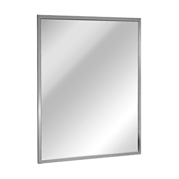 An American Specialties, Inc. plate glass mirror with stainless steel frame.