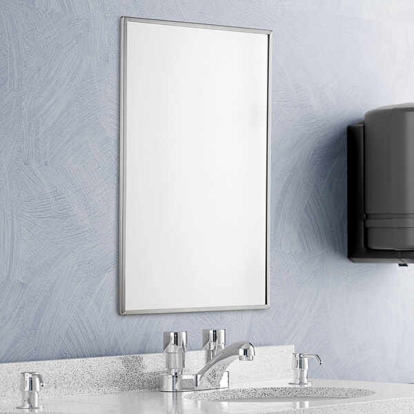 American Specialties, Inc. 24" x 36" Plate Glass Mirror with Stainless Steel Chan-Lok Frame 10-0620-2436