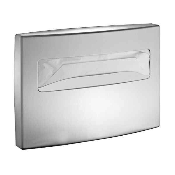 A stainless steel toilet seat cover dispenser.