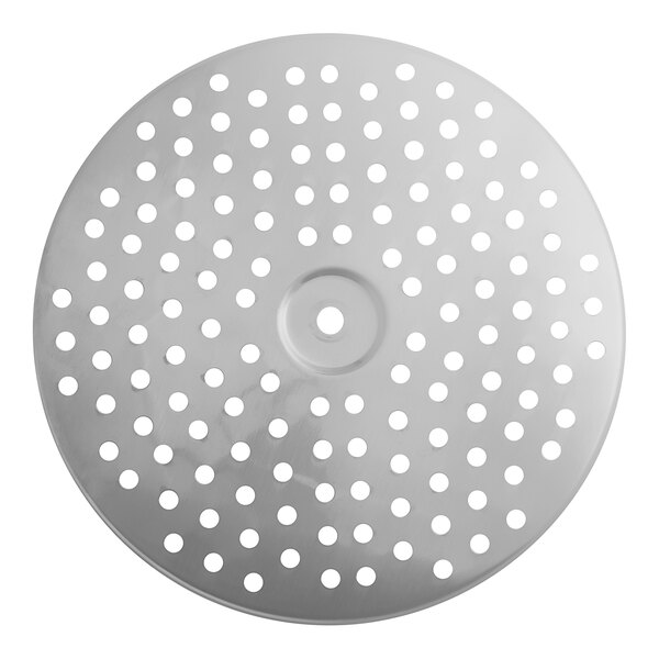 A silver circular Choice Prep 5 mm stainless steel disc with holes.