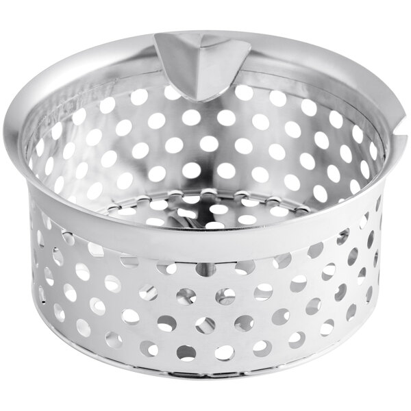 A silver metal container with holes for a Garde XL 8 mm Food Mill sieve.