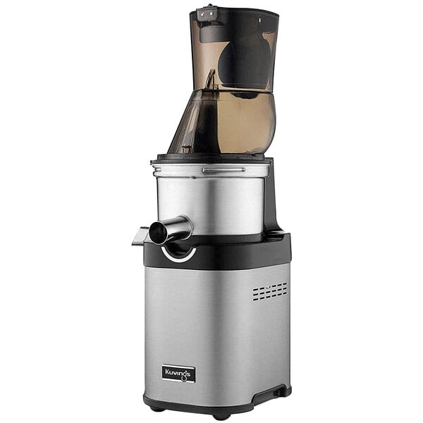 A Kuvings commercial juicer with a silver and black lid.