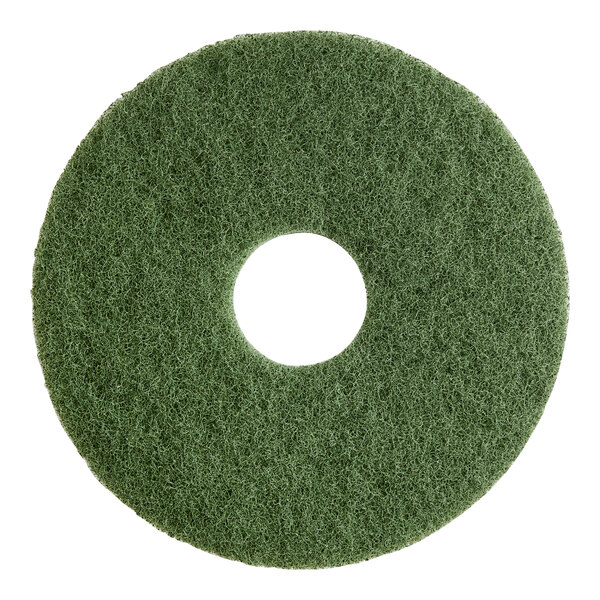 A green Lavex Basics scrub pad with a hole in the middle.
