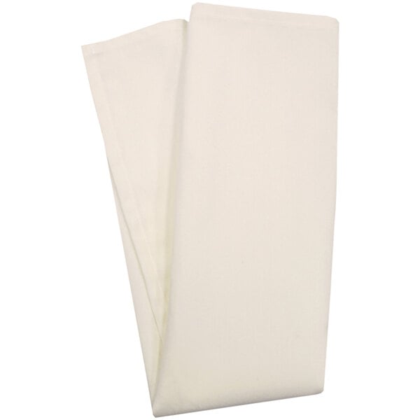 A folded ivory Snap Drape cloth napkin.