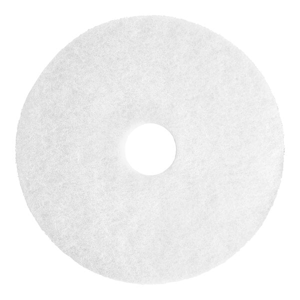 A white circular Lavex Basics floor machine pad