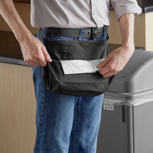 Lavex Black Single Pocket Waist Trash Bag Dispenser