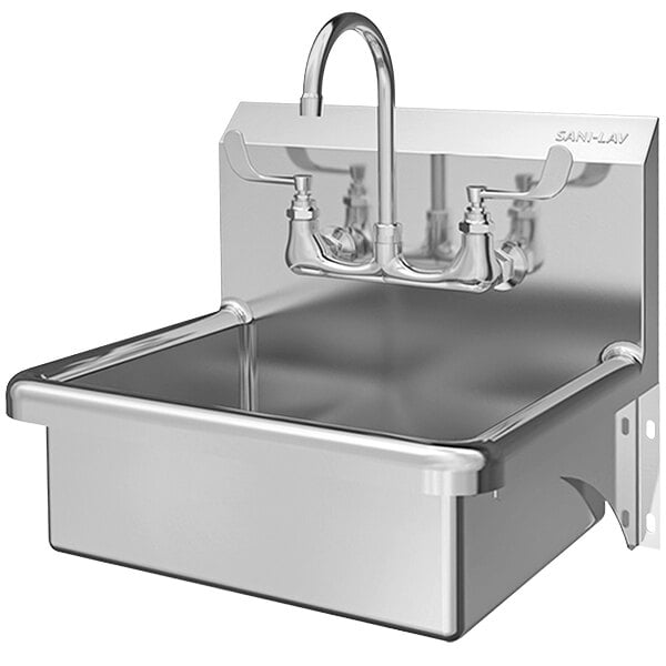A stainless steel Sani-Lav wall mounted hand sink with 1 faucet.
