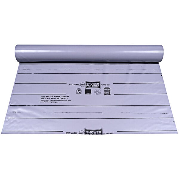 A roll of Harvey gray PVC shower pan liner plastic material.