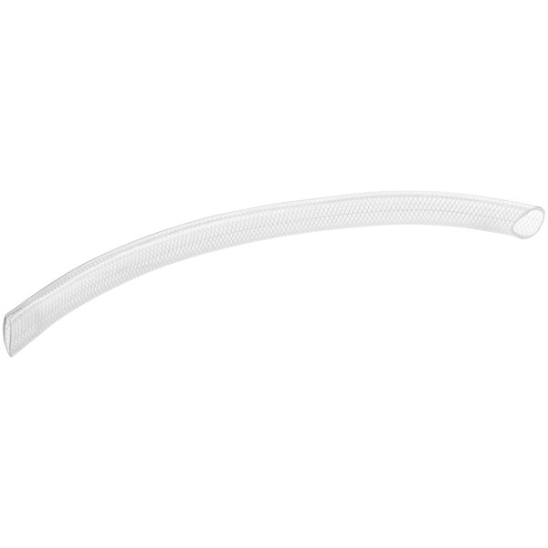 A clear flexible hose with a white background.
