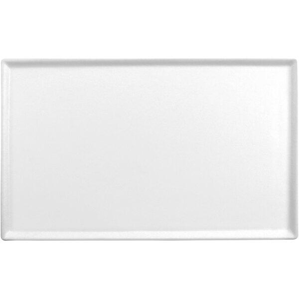 A white rectangular aluminum platter with a black border.