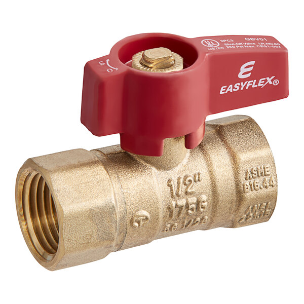 A close-up of a brass Easyflex gas valve.