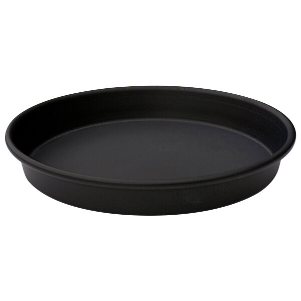 A black LloydPans deep dish pizza pan with a white background.