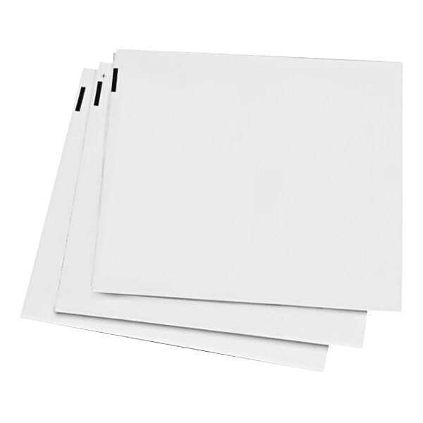 Three white PestWest glue boards with black edges stacked on top of each other.