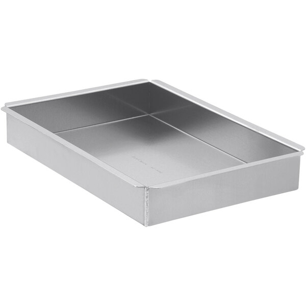 A silver rectangular LloydPans cake pan.