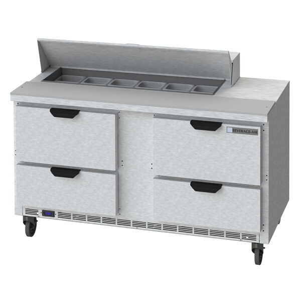 A Beverage-Air refrigerated counter with 4 drawers.