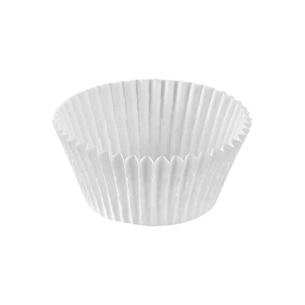 A white Novacart fluted baking cup.