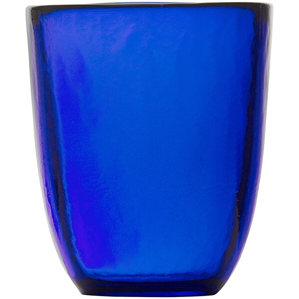 A blue Fortessa Los Cabos glass tumbler.
