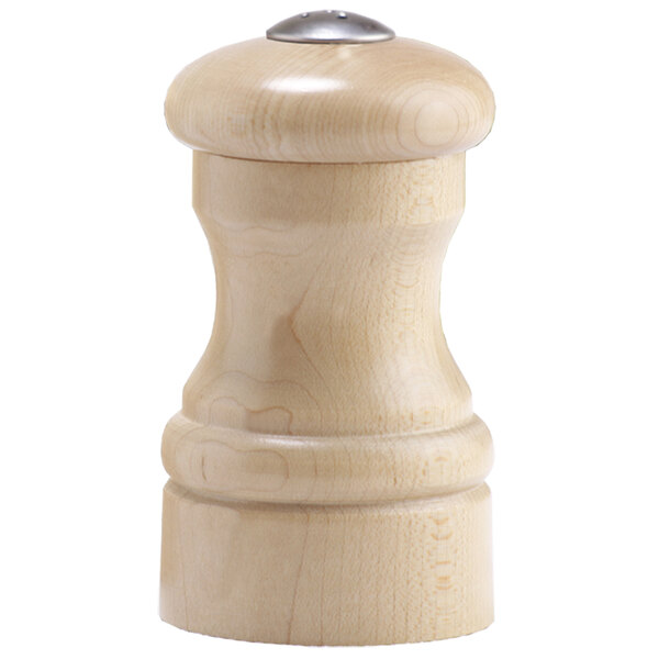 A Chef Specialties Capstan wooden salt or pepper mill with a silver top.