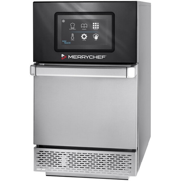 A stainless steel Merrychef conneX12 high-speed oven with a digital display.