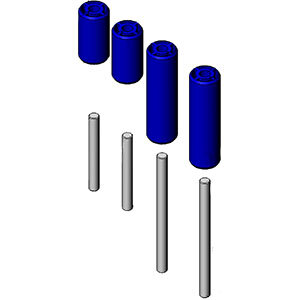 A T&S roller kit with blue and metal cylindrical rods.