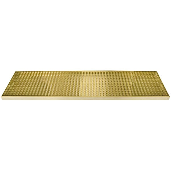 A rectangular gold Micro Matic PVD brass surface mount drip tray with a grid pattern.