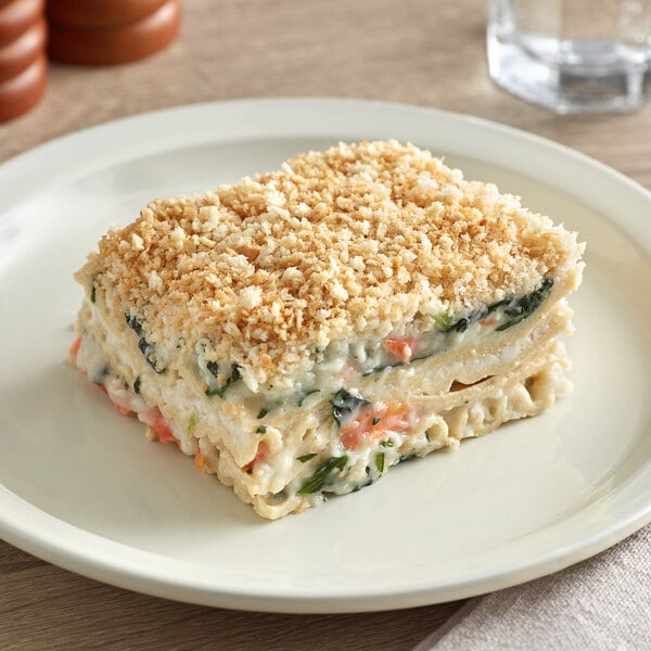 Stouffer's vegetable lasagna on a plate.