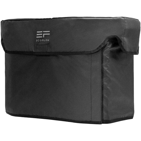 A black EcoFlow DELTA Max extra battery bag with a logo.