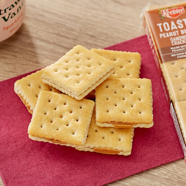 A close-up of Keebler Toast and Peanut Butter Sandwich Crackers.