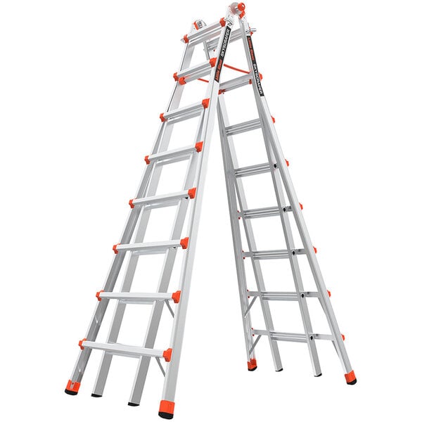 A Little Giant Skyscraper aluminum ladder with orange handles.