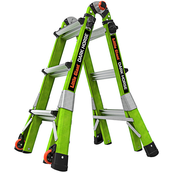 A green Little Giant Dark Horse 2.0 ladder with black handles and silver accents.