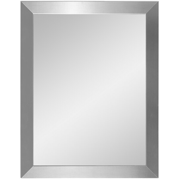 A BrandtWorks rectangular mirror with a silver frame.