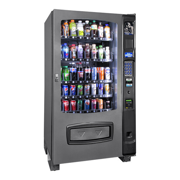 A Seaga refrigerated vending machine with drinks.