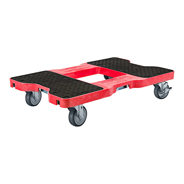 A red Snap-Loc general purpose dolly with black wheels.