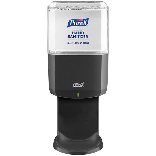 A Purell® Graphite Gray automatic hand sanitizer dispenser.