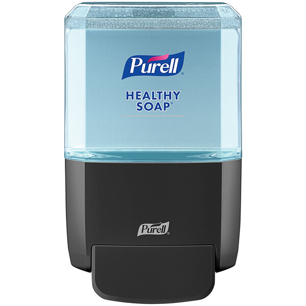 A Purell ES4 graphite gray manual soap dispenser with clear liquid soap.