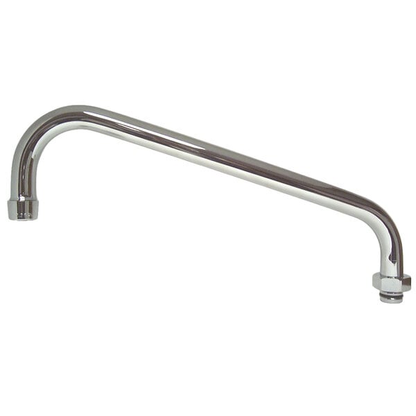 A Fisher chrome swing spout nozzle with a long silver metal rod.