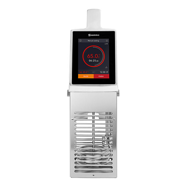 A white and silver Sammic SmartVide XL sous vide immersion circulator head with a digital display.