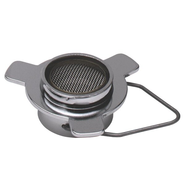 A T&S Vandal Resistant Non-Aerated Spray Device with a stainless steel mesh strainer and metal installation key.
