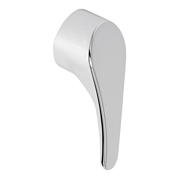 A chrome-plated Zurn Lever Handle with a white background.