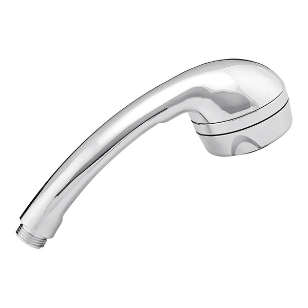 A Zurn chrome plated handheld shower head with a silver nozzle.