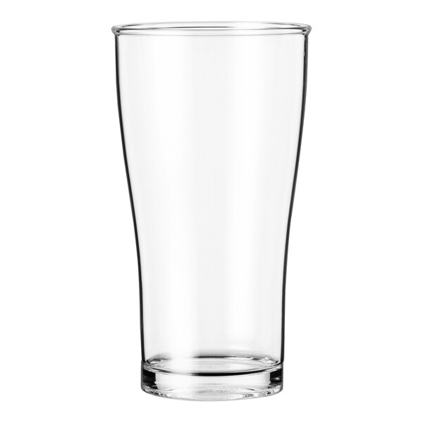 A clear Palm Club Tritan plastic beer glass.