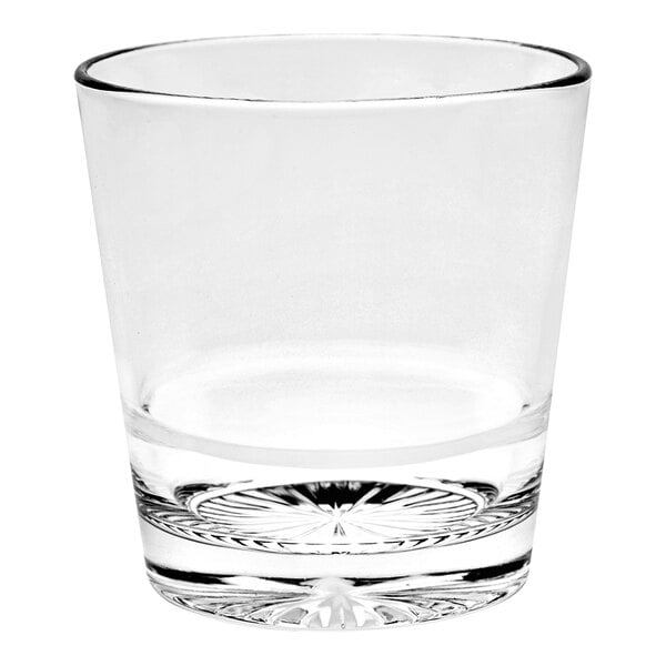 A Vidivi Luce stackable rocks glass with a small rim on a white background.