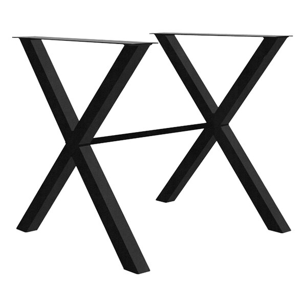A pair of black x-shaped table legs for a Perfect Tables standard height indoor table.