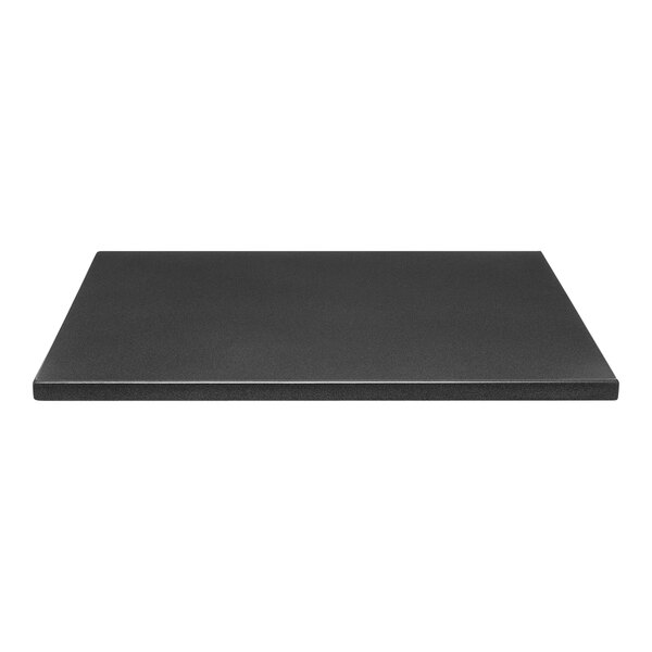 A black rectangular Perfect Tables indoor table top with silver sparkle on a white background.