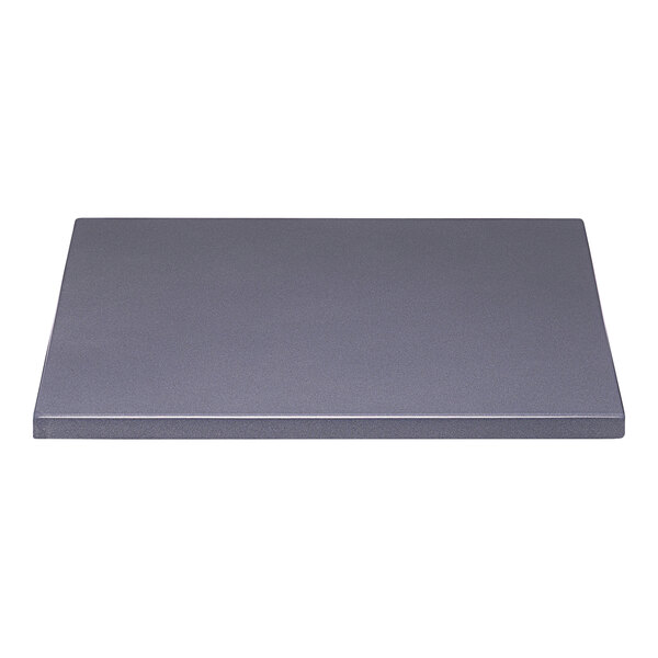 A grey rectangular Perfect Tables table top with a smooth blue sparkle finish.