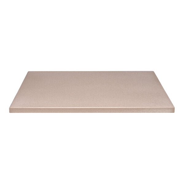 A beige rectangular Perfect Tables concrete table top.