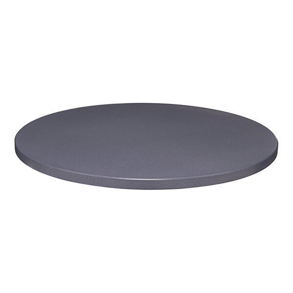 A Perfect Tables 24" Outdoor Round Smooth Blue Sparkle Table Top on a table.