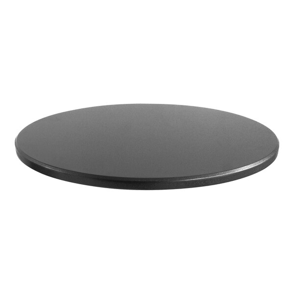 A round hammertone silver table top.