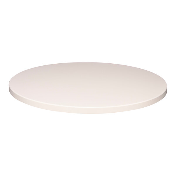 A Perfect Tables 36" round Polar White table top on a white background.
